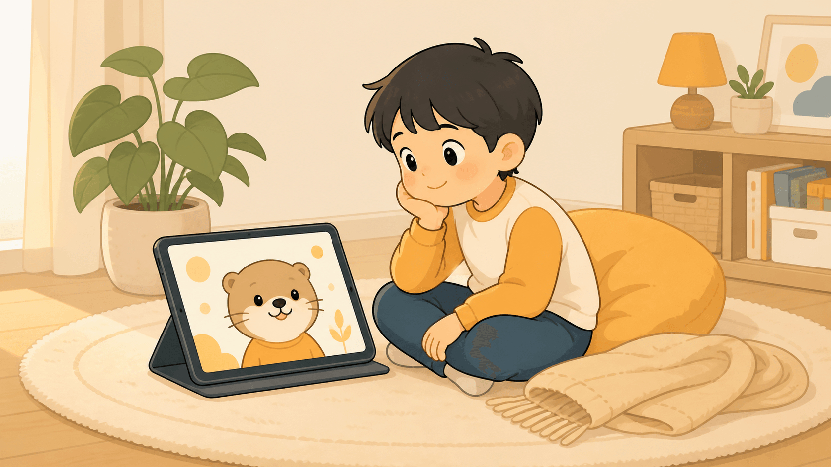 不登校の子どもが安心してオンライン学習に取り組むイメージ