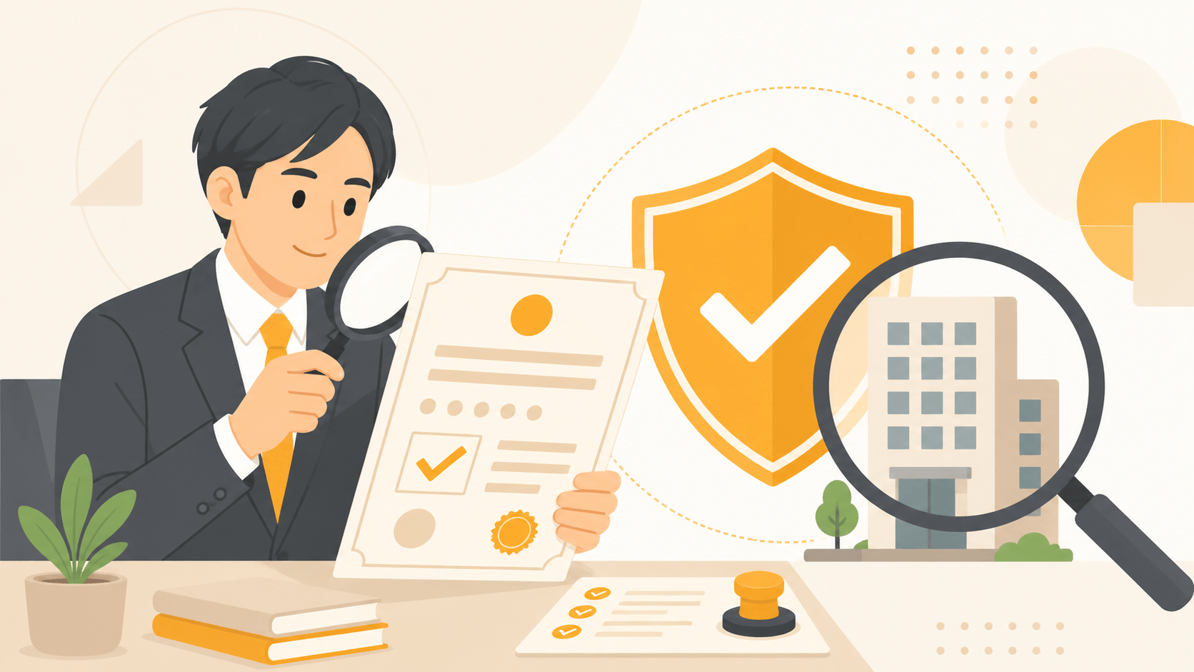 信頼できるファクタリング会社かどうかを書類で確認するビジネスパーソンのイメージ