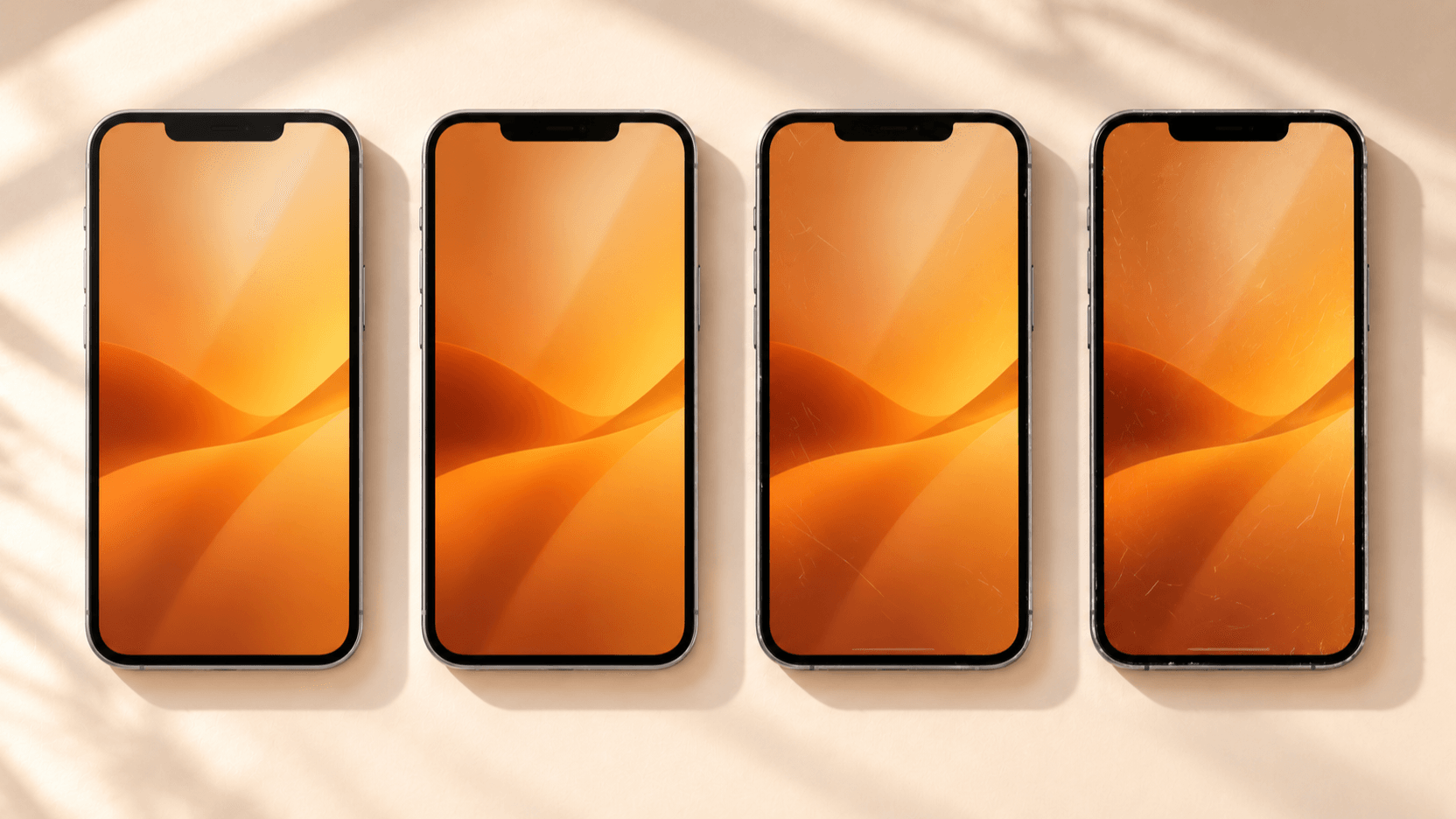 コンディション別に並べた整備済みスマートフォンのイメージ