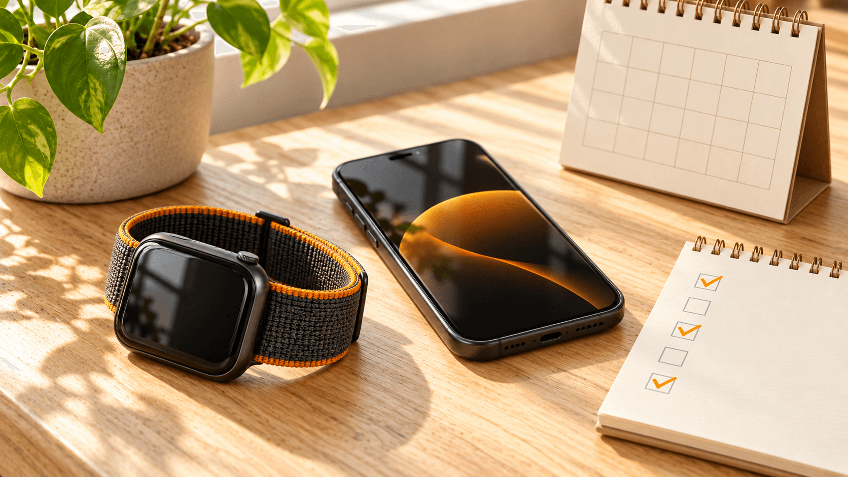 スマートウォッチとスマホを並べて対応状況を確かめるイメージ