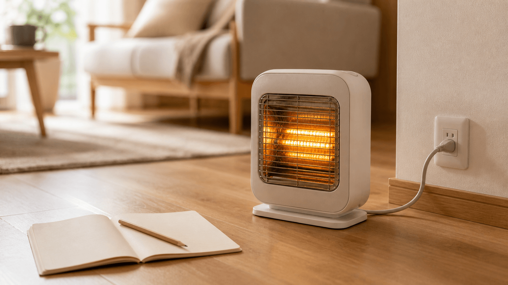電気ヒーターと電気代を意識する暮らしのイメージ