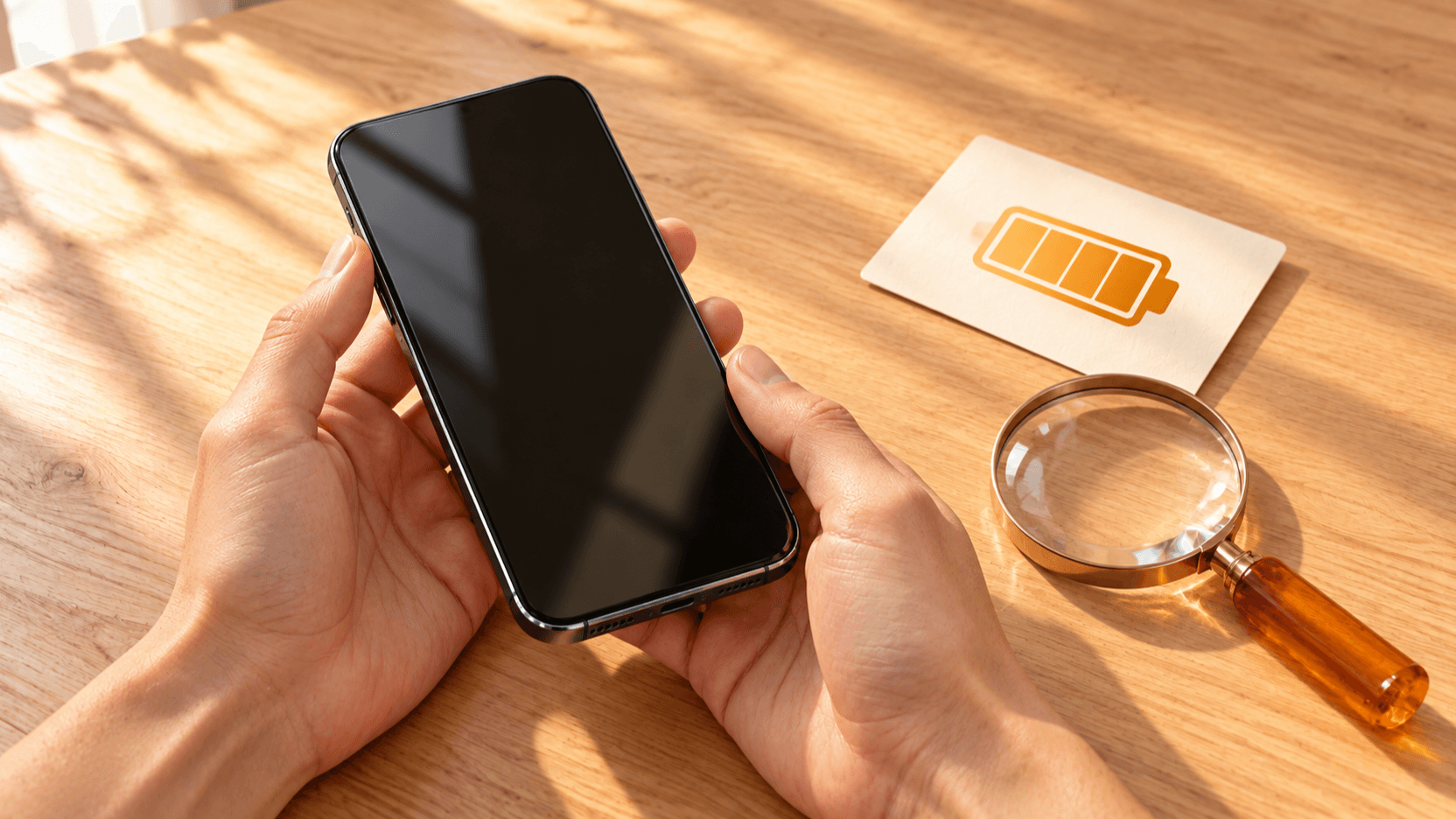 箱に入ったスマホを受け取って状態を確認するイメージ