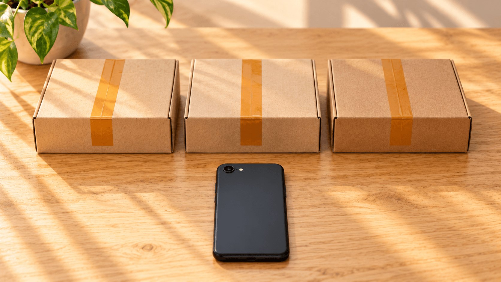 同じ大きさの箱とスマホを並べた比較のイメージ