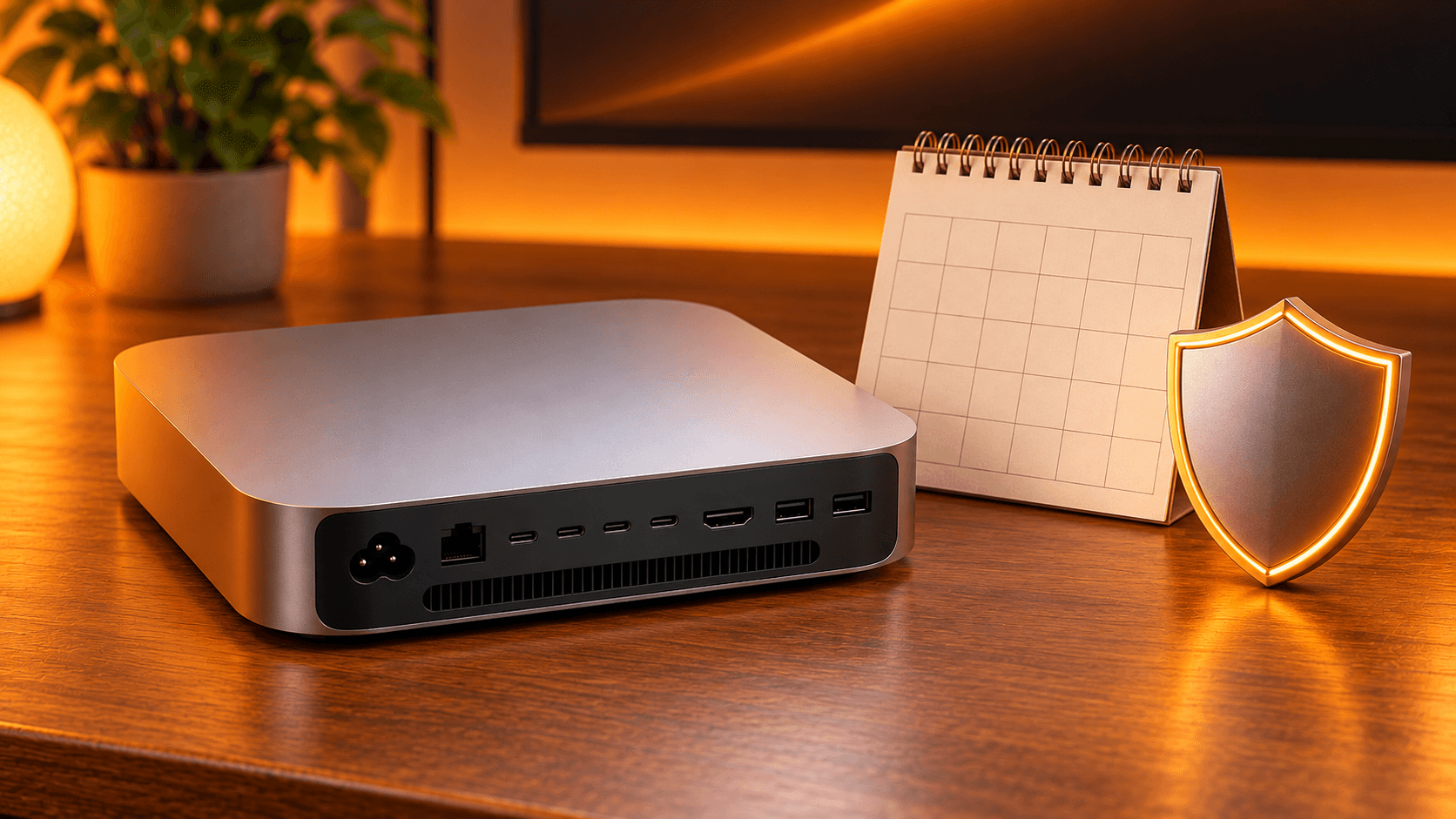 Mac miniとモニターが置かれた机のイメージ