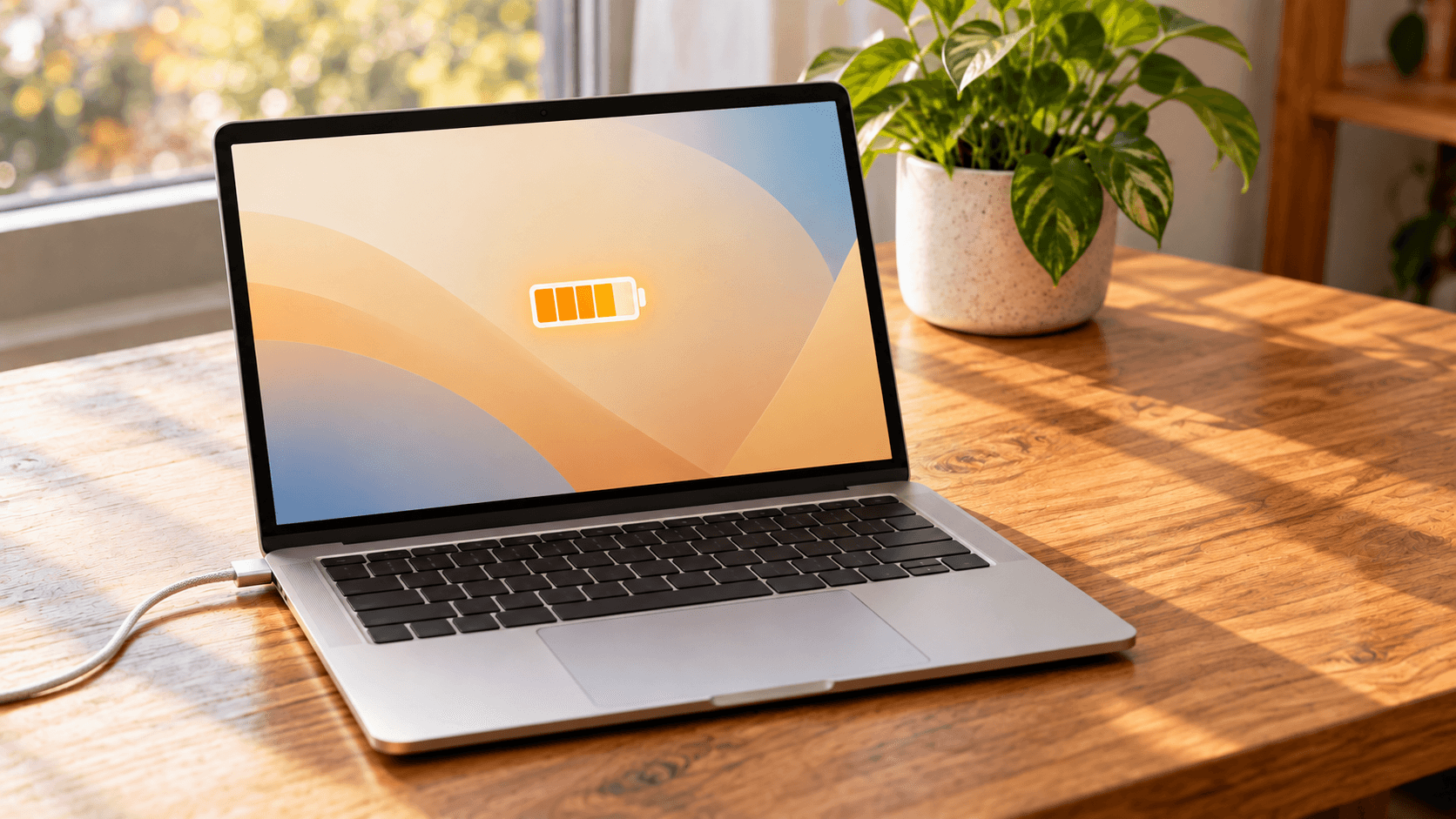 MacBook Airと充電ケーブルのイメージ