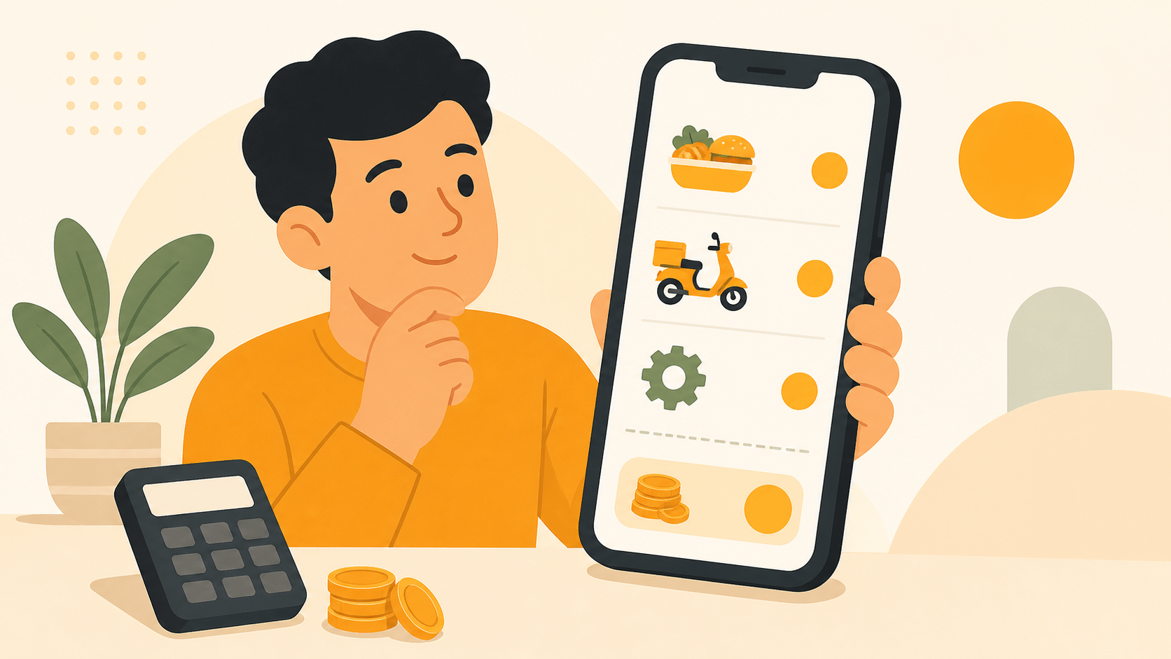 スマートフォンで注文金額の内訳を確認する様子